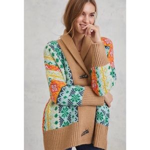 Anthropologie NWOT Multicolor Carlotta Shawl Fair Isle Sweater